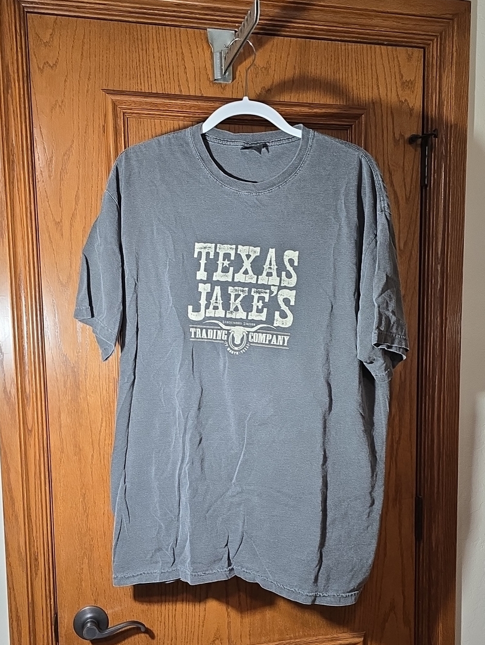 Men's Gray "Texas Jake's" Logo T‑Shirt